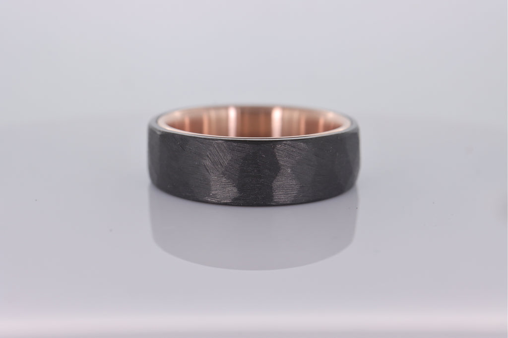 Faceted Black Zirconium with 14k Rose Gold Liner