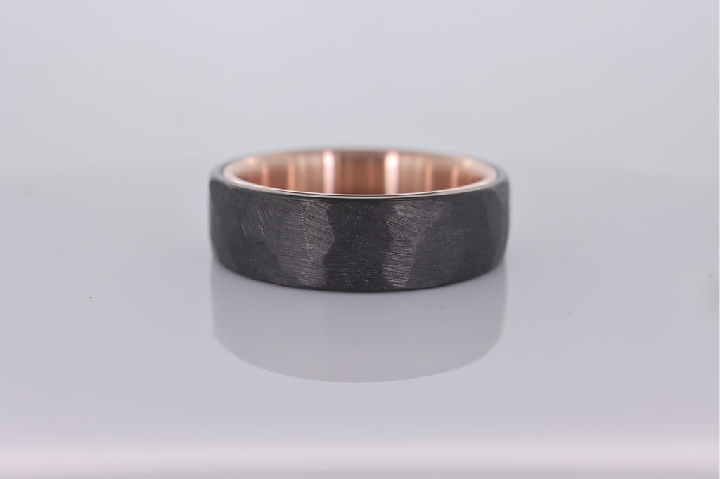 Faceted Black Zirconium with 14k Rose Gold Liner