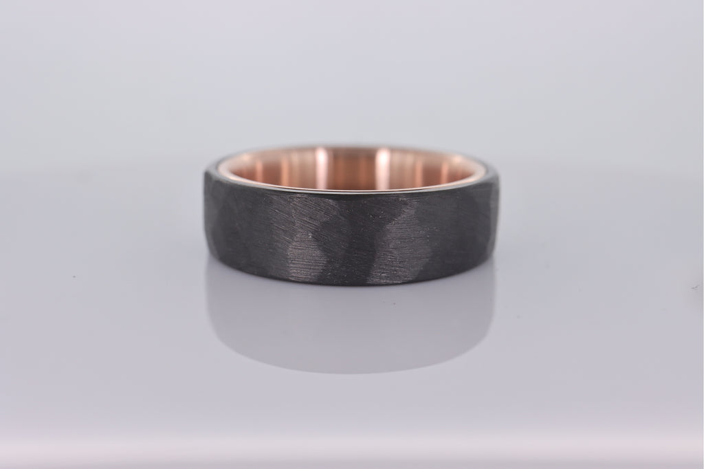 Faceted Black Zirconium with 14k Rose Gold Liner