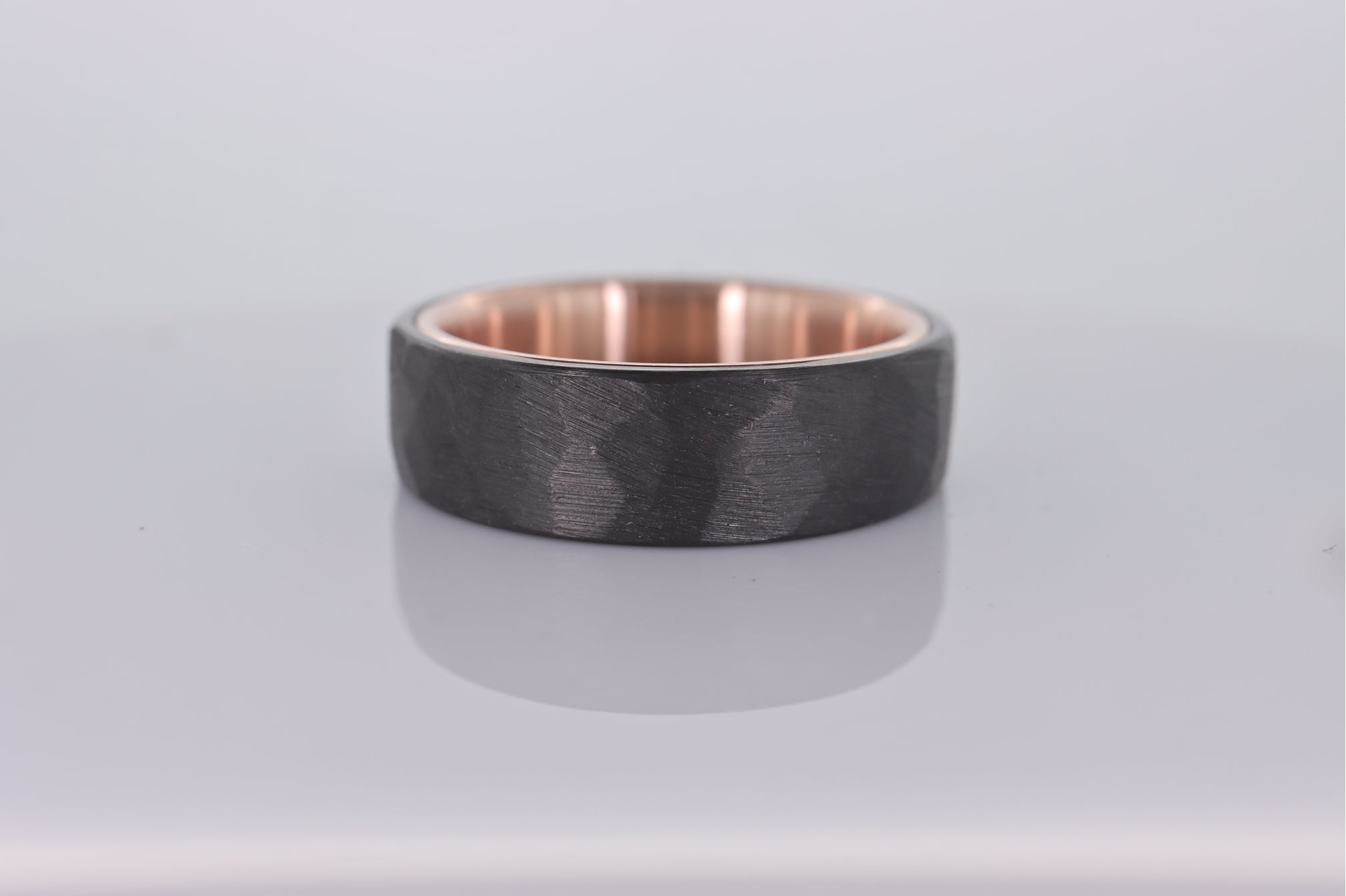 Faceted Black Zirconium with 14k Rose Gold Liner