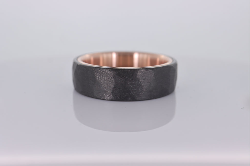 Faceted Black Zirconium with 14k Rose Gold Liner
