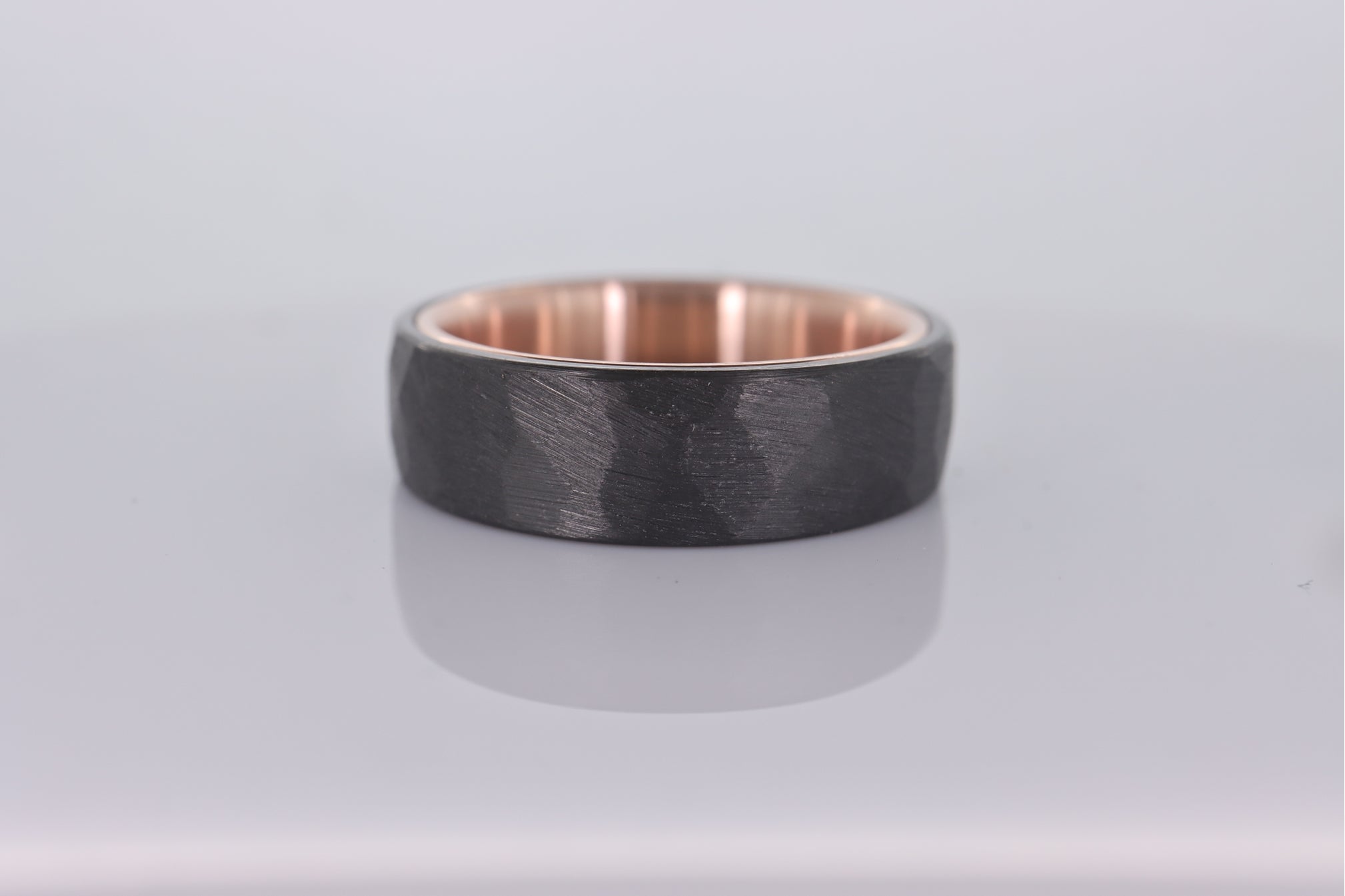 Faceted Black Zirconium with 14k Rose Gold Liner