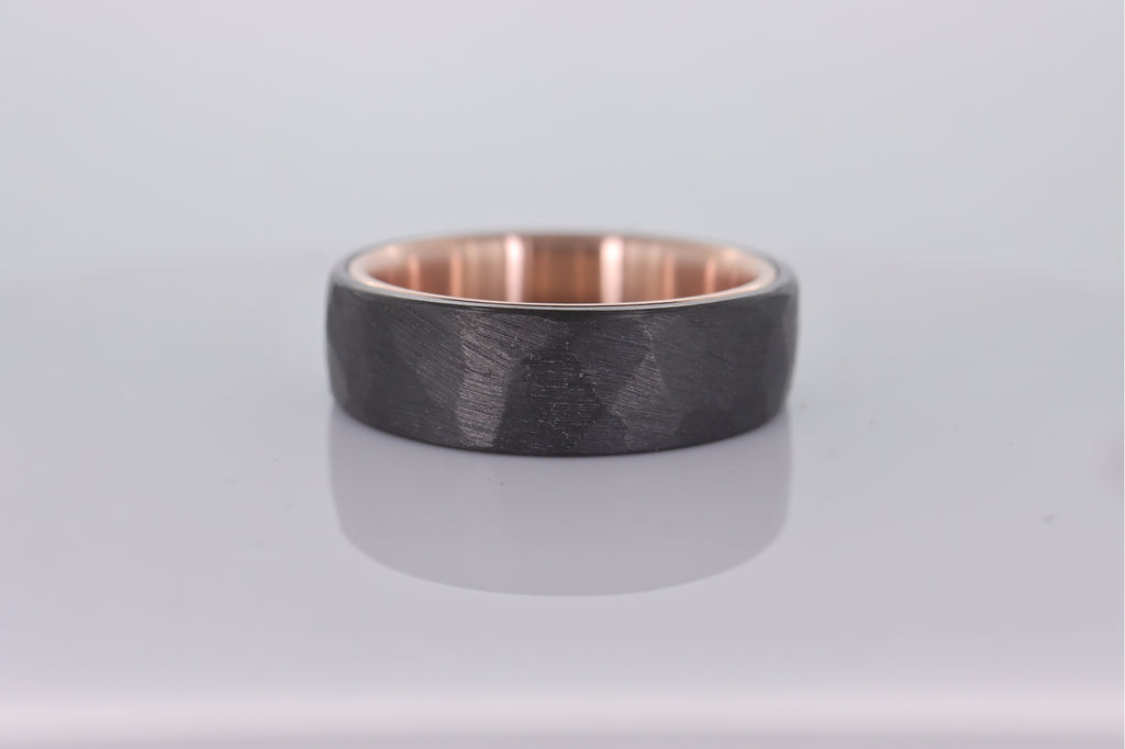 Faceted Black Zirconium with 14k Rose Gold Liner