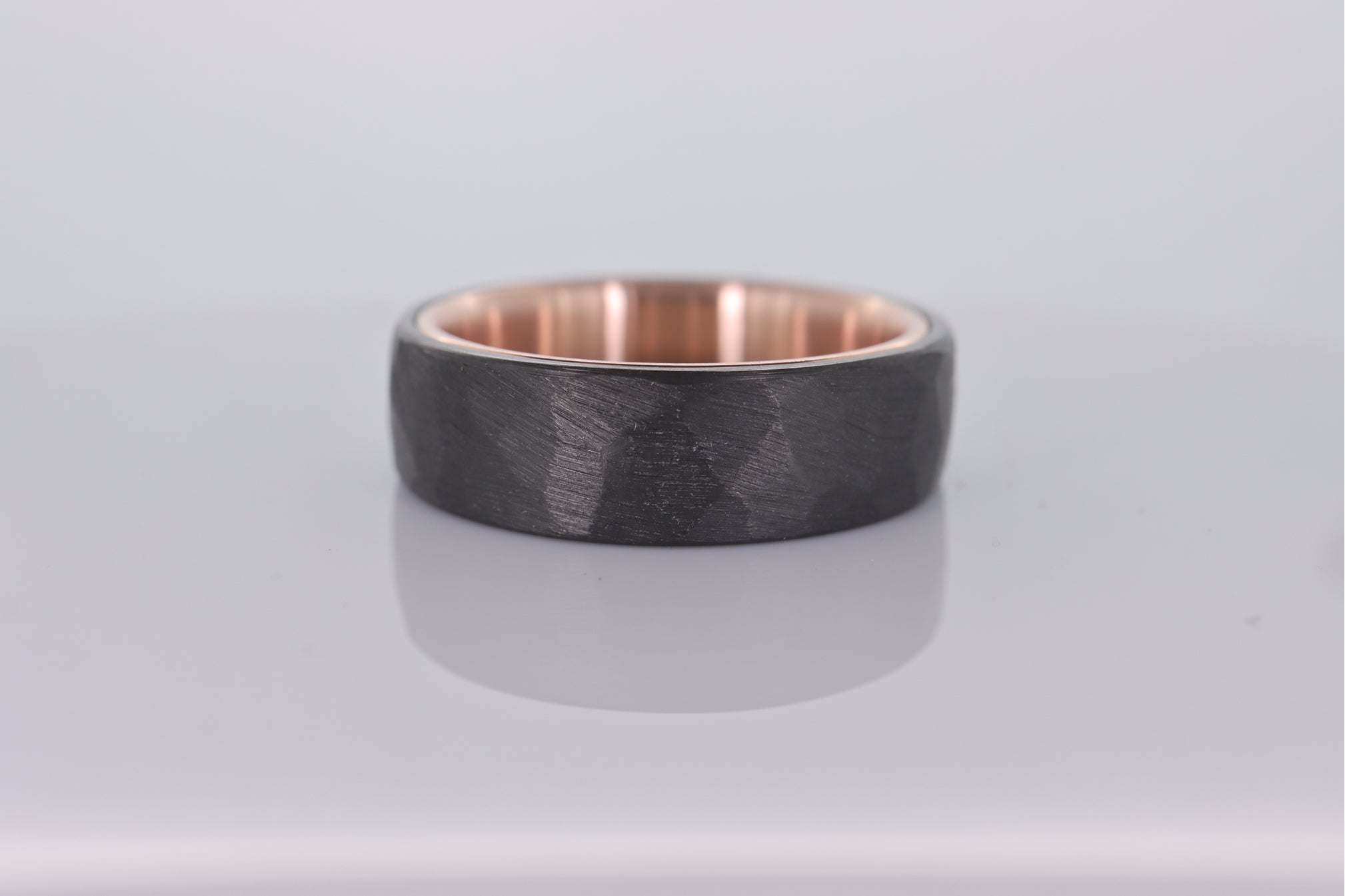 Faceted Black Zirconium with 14k Rose Gold Liner
