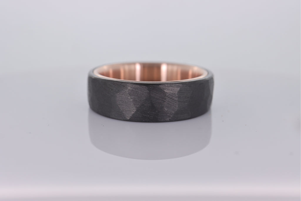 Faceted Black Zirconium with 14k Rose Gold Liner