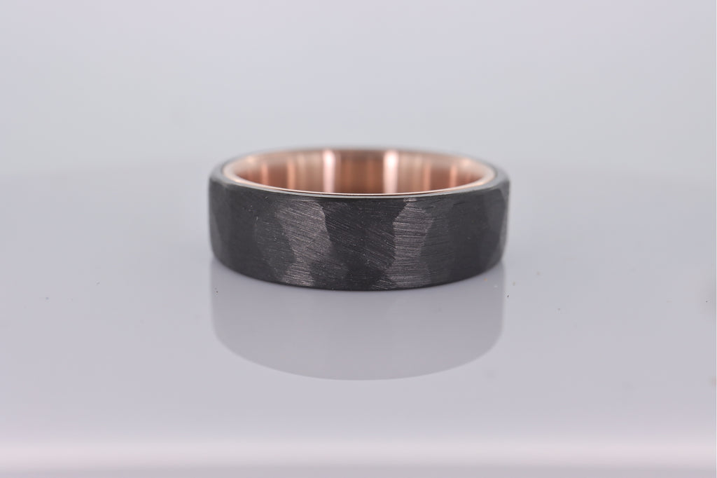 Faceted Black Zirconium with 14k Rose Gold Liner