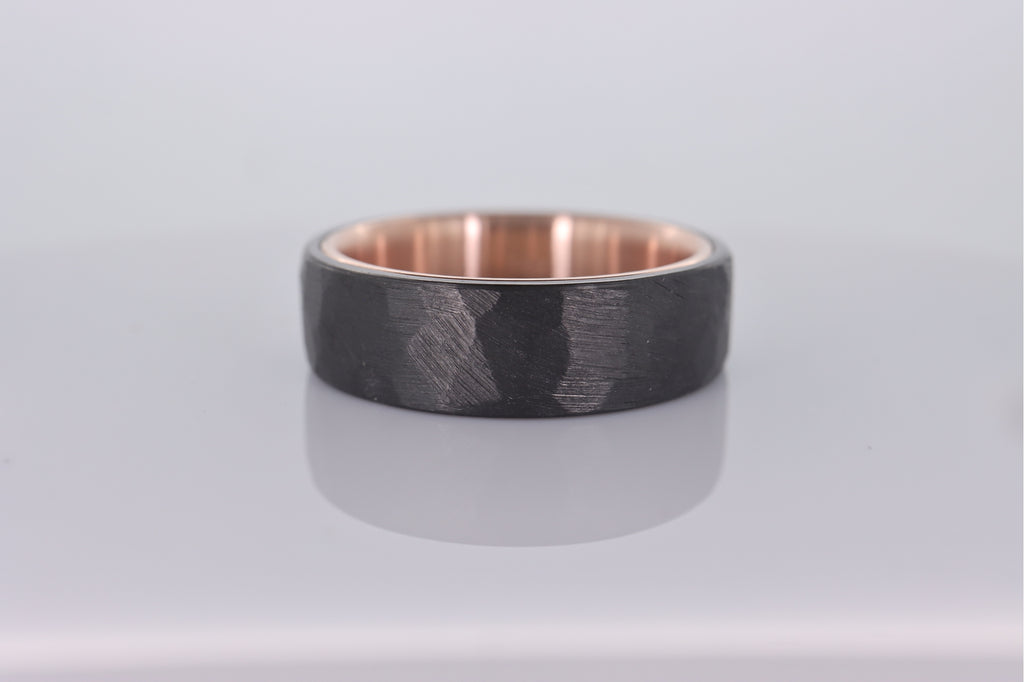 Faceted Black Zirconium with 14k Rose Gold Liner
