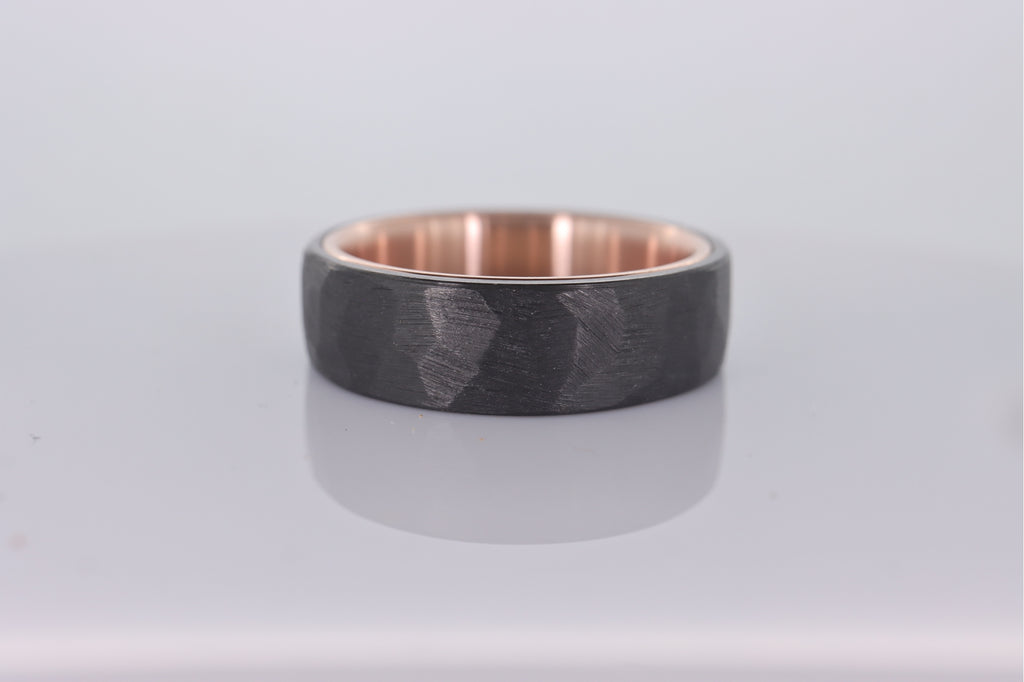 Faceted Black Zirconium with 14k Rose Gold Liner