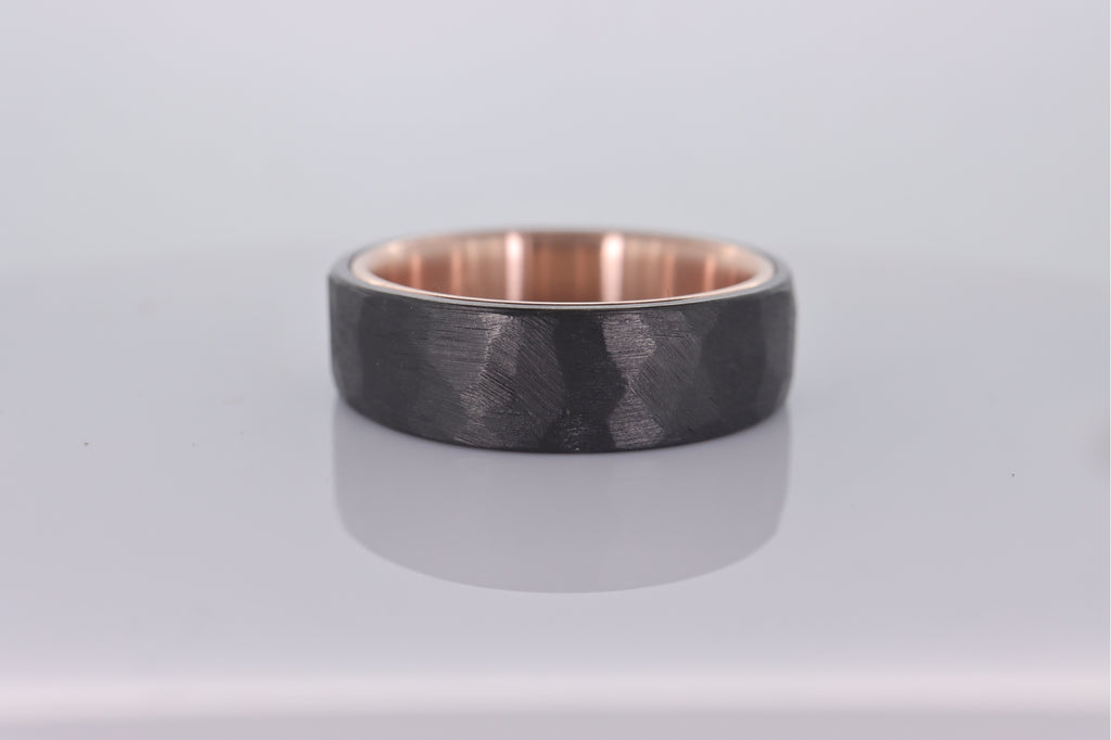 Faceted Black Zirconium with 14k Rose Gold Liner