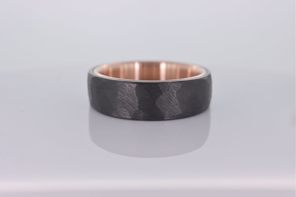 Faceted Black Zirconium with 14k Rose Gold Liner