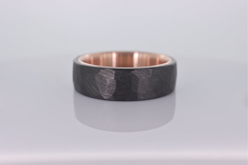 Faceted Black Zirconium with 14k Rose Gold Liner