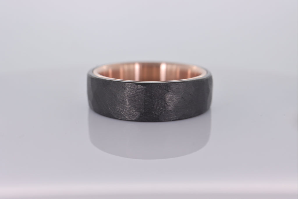 Faceted Black Zirconium with 14k Rose Gold Liner