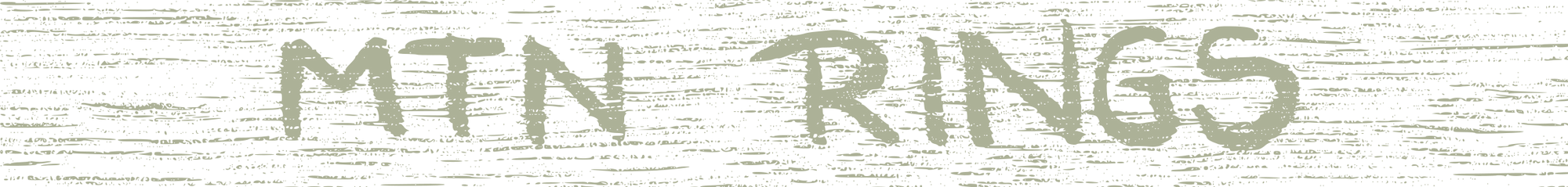 Outline of mountains with 'MTN RINGS' text on a textured background