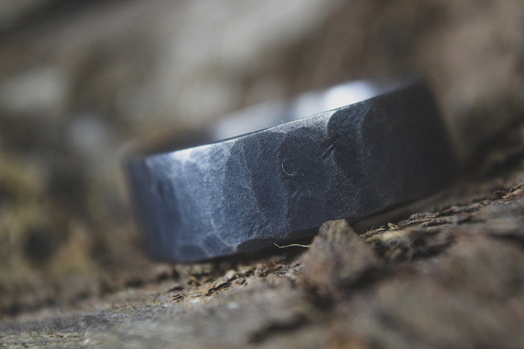 Dark Hammered Titanium Ring 