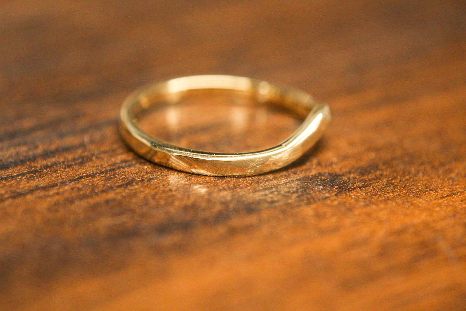 Faceted 14k Gold Dainty Stacking Band 