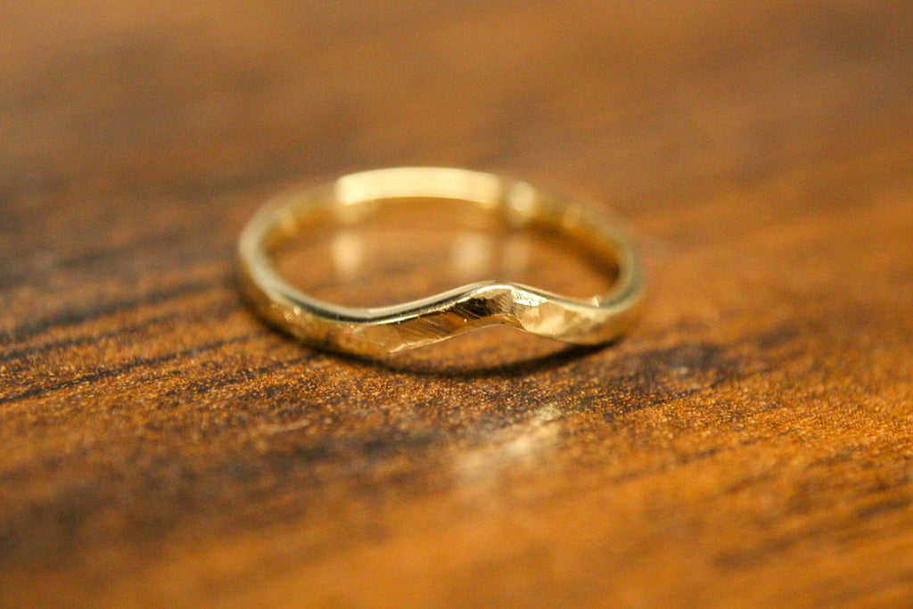 Faceted 14k Gold Dainty Stacking Band 