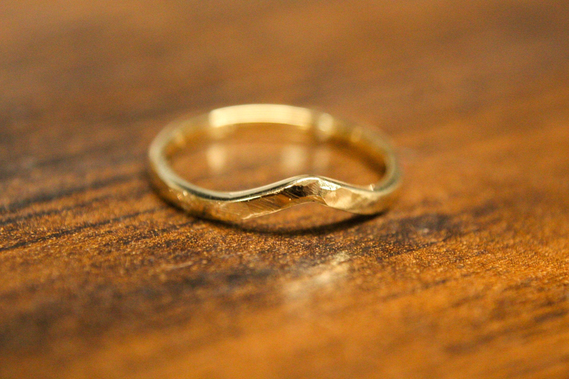 Faceted 14k Gold Dainty Stacking Band 