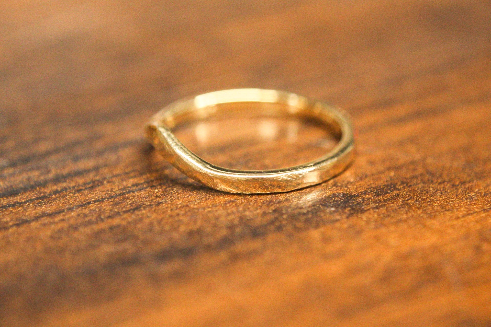 Faceted 14k Gold Dainty Stacking Band 