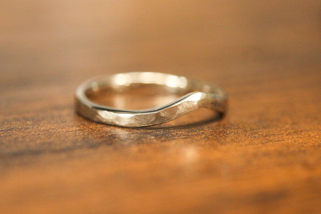 Faceted 14k Gold Dainty Stacking Band 
