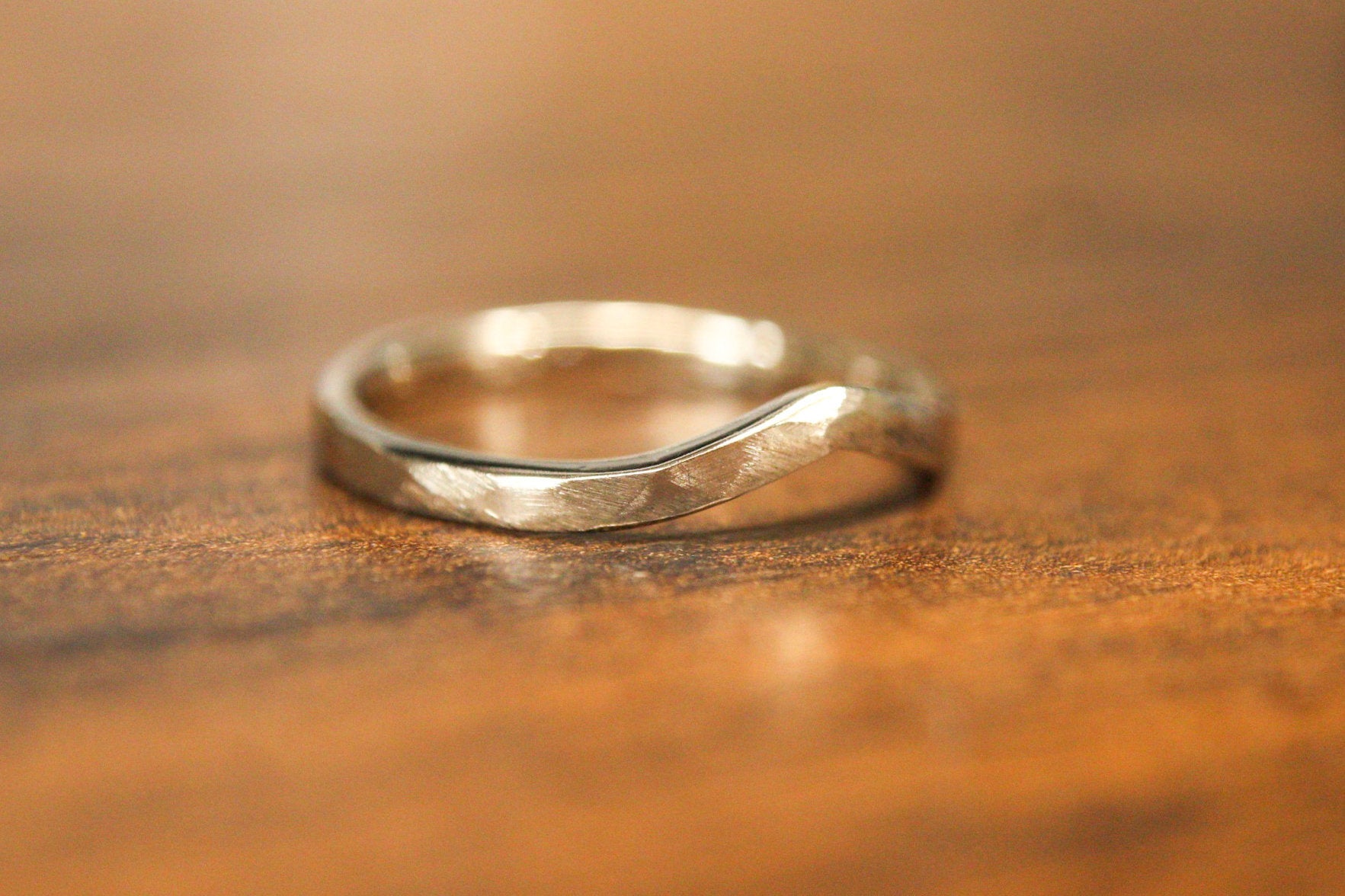 Faceted 14k Gold Dainty Stacking Band 
