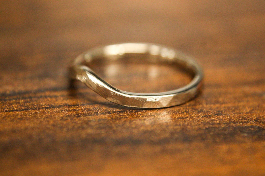 Faceted 14k Gold Dainty Stacking Band 