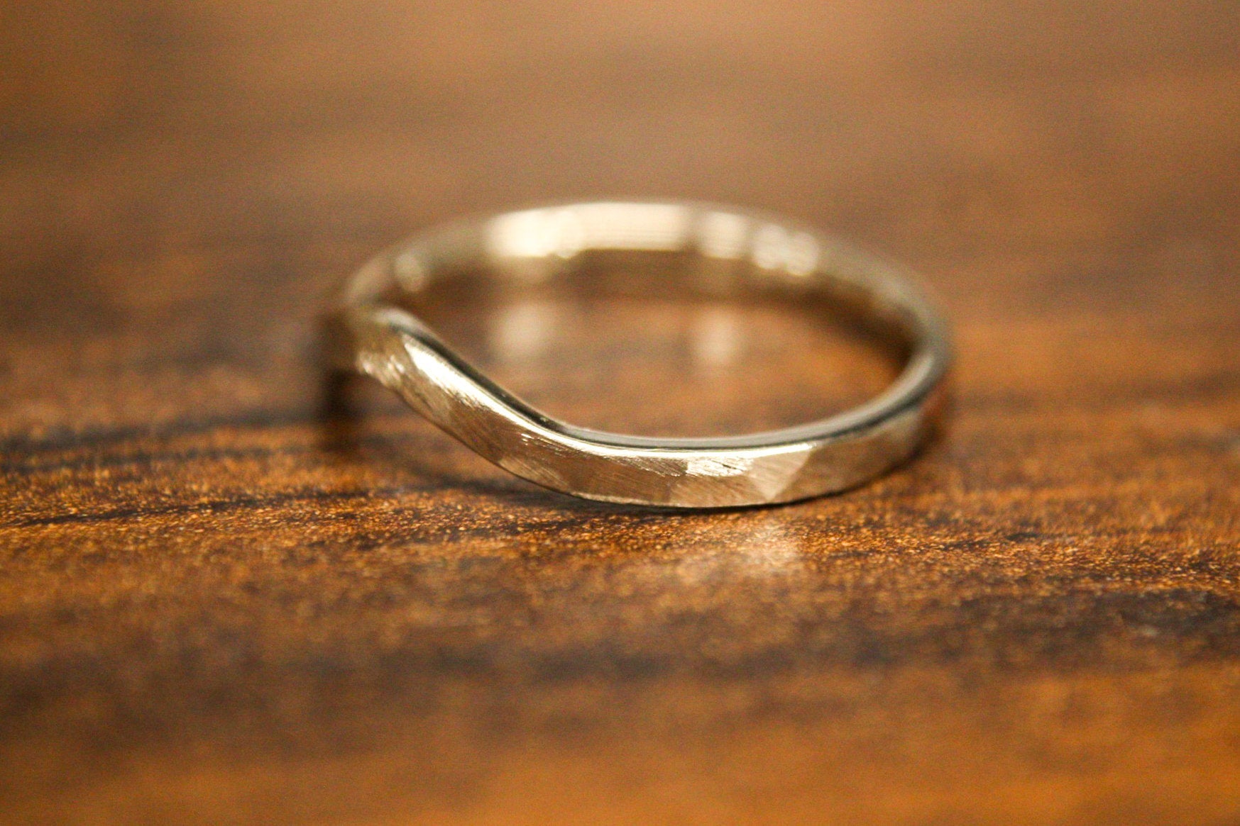 Faceted 14k Gold Dainty Stacking Band 