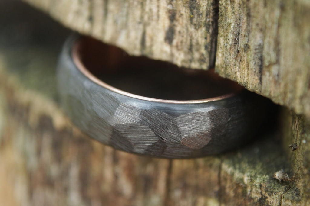 Faceted Black Zirconium with 14k Rose Gold Liner 